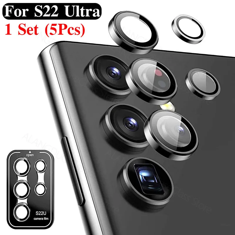 Brand New Camera Protector Tempered Glass Cover For Samsung Galaxy S22 Ultra Camera Lens Film Case Black Silver