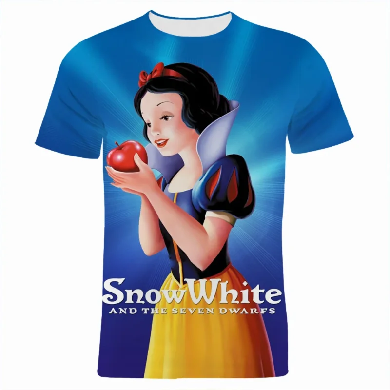 Snow White Boys Girls T-shirt Disney Men's T-shirt 3D Printing New Short Sleeve Seven Dwarfs Men's T-shirt MINISO Men's Clothing