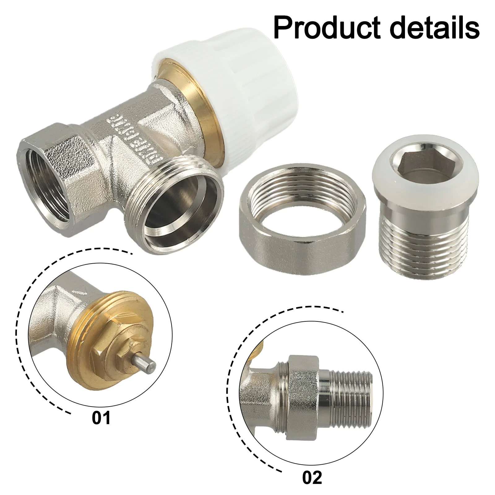 Brass Angle Thermostatic Valve Without Head Fits DN15/DN20 with M30x1 5mm Thread for User Friendly Temperature Adjustment