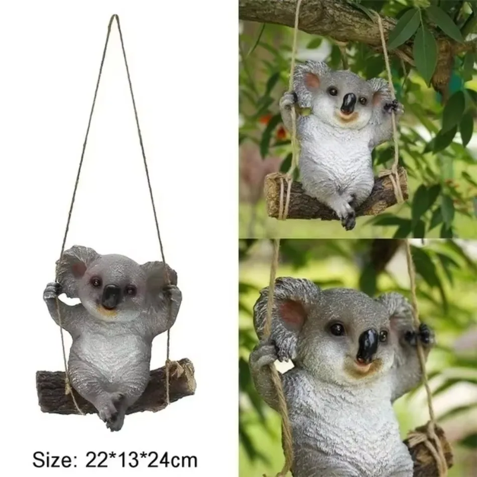 1 Pcs Resin Simulation Koala Panda Pendant Outdoor Villa Courtyard Garden Tree Pendant Garden Landscape Decoration Home Decor view 3