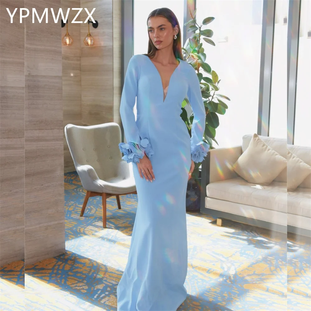 

Customized Evening Dress Formal Women Party Occasion YPMWZX V-neck Column Floor Length Skirts Bespoke Occasio