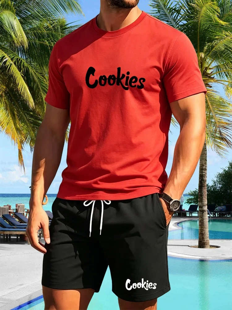 

Men's Tracksuit 2 Piece ​O-neck Short Sleeve Shirt Shorts Set Men's Running Suit Plus Size T shirts Man Clothing Summer T-shirt
