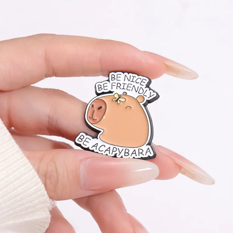 Animal Brooch Cute Capybara Metal Painted Badge Trinkets Wholesale Decorative Brooches Cap Pins and Badges Backpack Pin Lapel