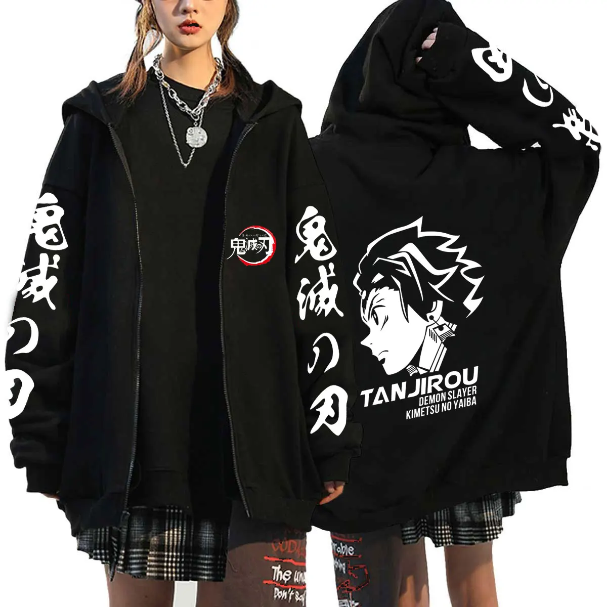 

Demon Slayer Anime Zip Hoodie Kamado Tanjirou Kamado Nezuko Printed Y2k Hoodies Sweatshirts Unisex Sudaderas Hombre