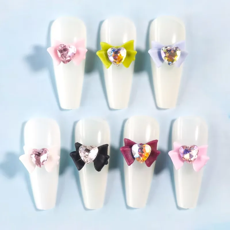 Kawaii 3D cristal arc Nail Art breloques décorations rose ruban arcs ballerine cravate bricolage manucure Salon ongles accessoires fournitures