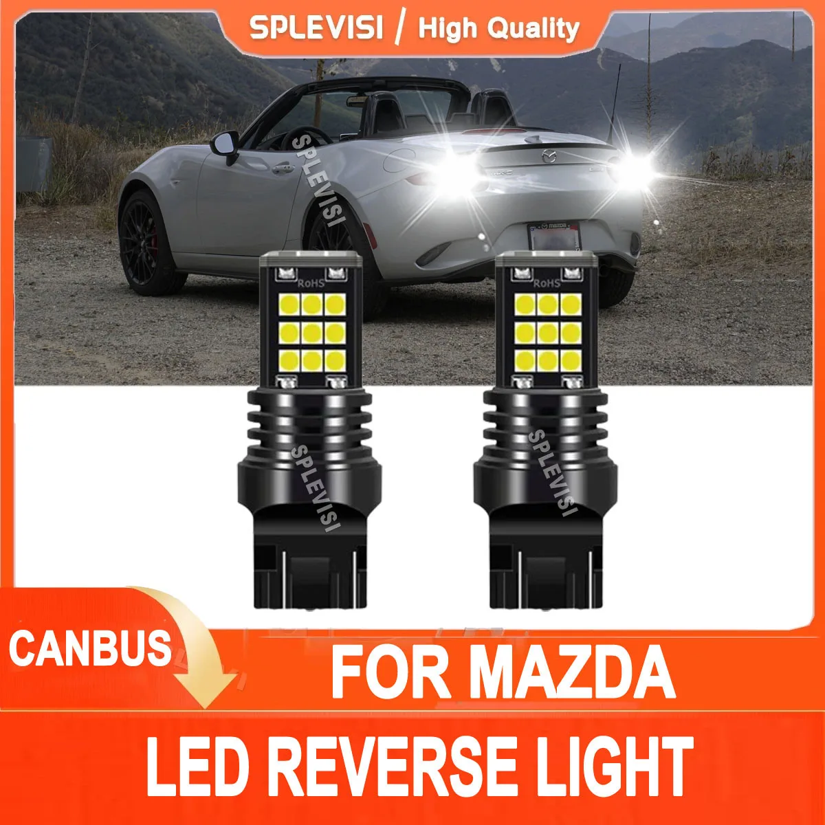 

2x 7440 7443 580 6000K White LED Back Up Reverse Lights Upgrade For Mazda MX-5 RX-8 CX-7 CX-9 3 5 6