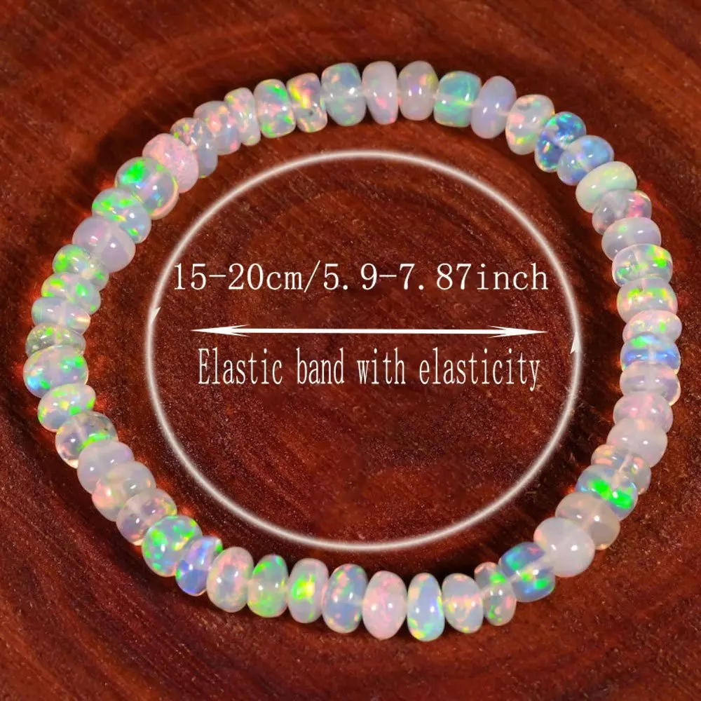 Natural Ethiopian Opal Elastic Cord Bracelet, More Sparkling Under Light, Delicate Crystal Bracelet, Gift for Best Friend