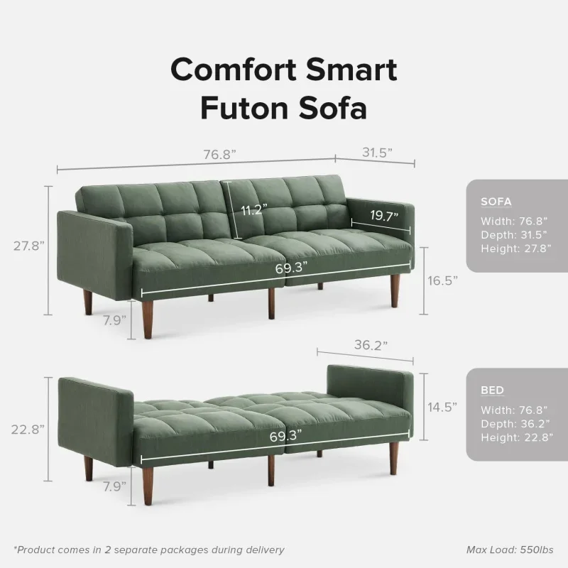 Mopio Aaron, small sofa, futon, sofa bed, sleeper sofa, loveseat, Mid Century Modern Couch, Cama, couches for L