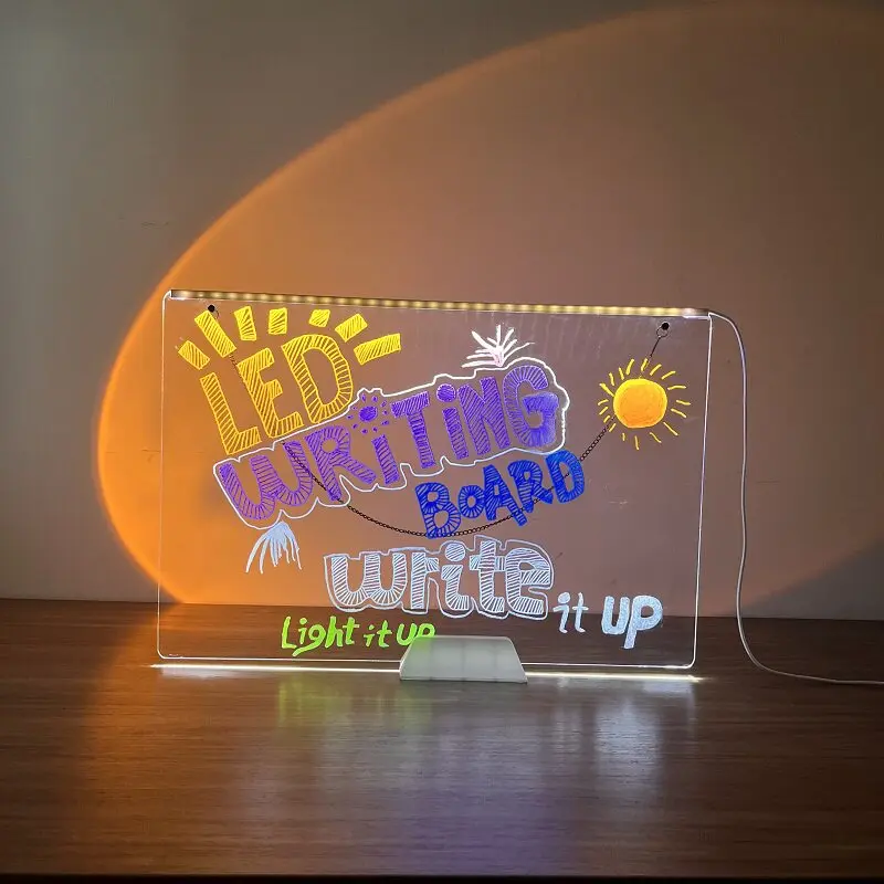 Luminous display board luminous billboard stall fluorescent board advertising board led acrylic hanging sign DIY small