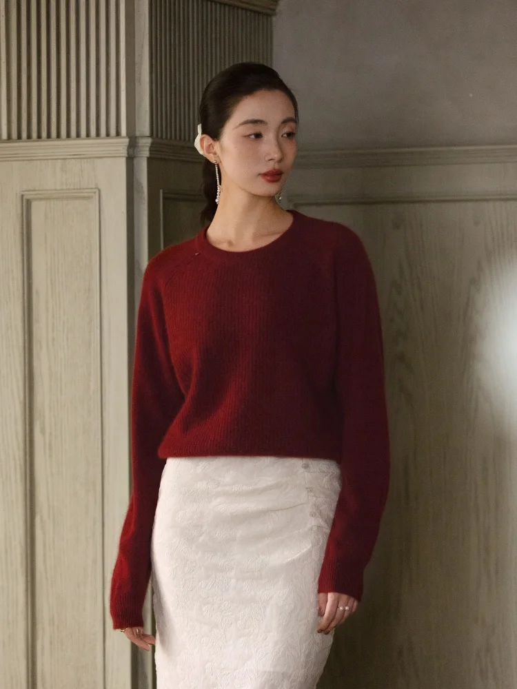 

Вязаный свитер из шерсти с мехом медведя, с круглым вырезом на плечах, женский повседневный, удобный, теплый зимний топ