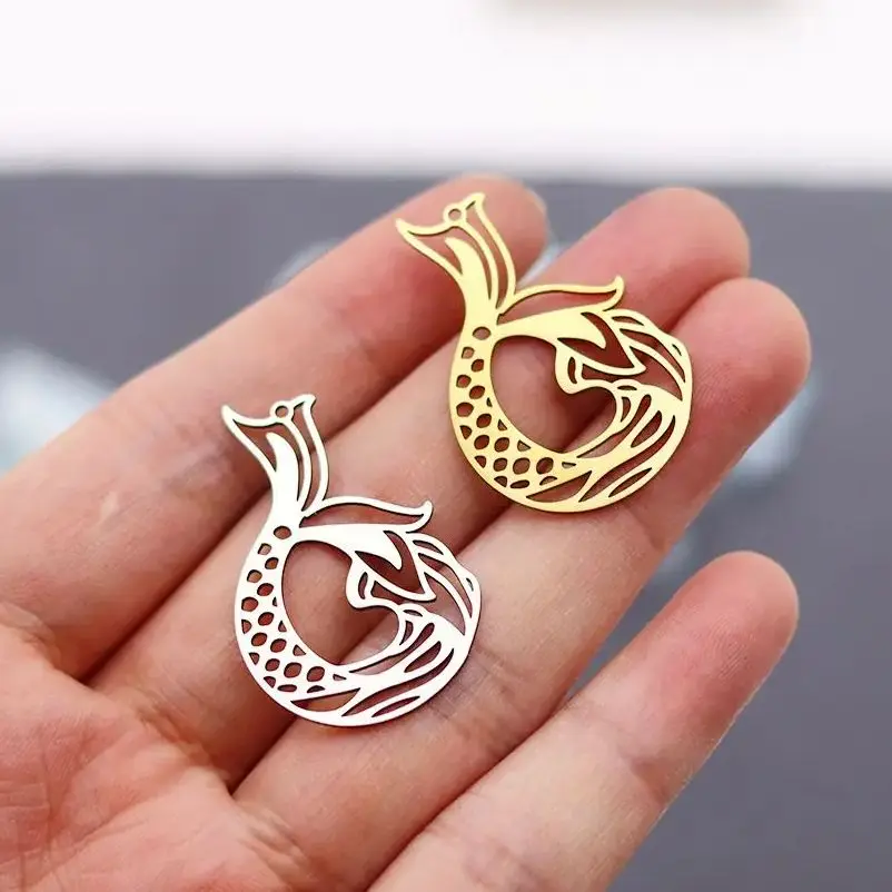 3pcs Stainless Steel Mermaid Tail Charms Ocean Animal Fishtail Pendant for Jewelry Making Exquisite Earrings Necklace diy Craft