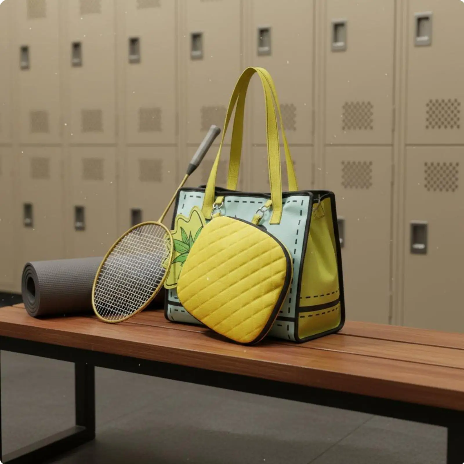 Athletic Fabric Bag with Extra Pouch Racket Holder Organizer for Badminton Pickleball Tennis or Fitness