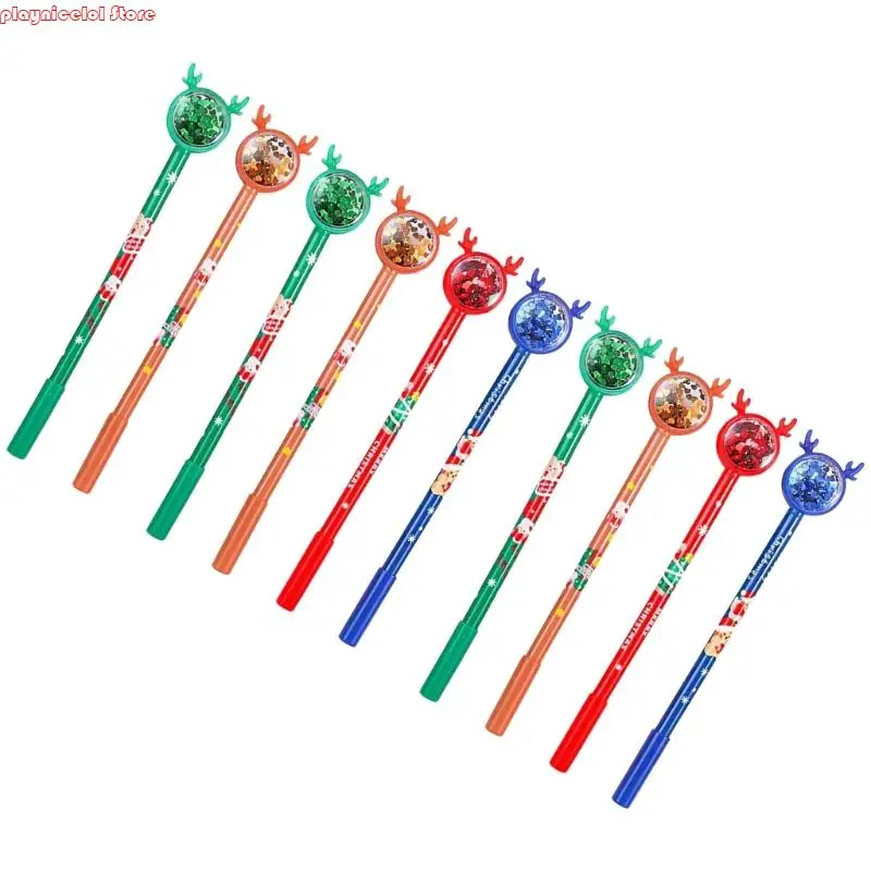 E8BA 10pcs عيد الميلاد جل القلم 0.5 مم إبرة لكتابة الملاحظات أخذ دفتر اليومية