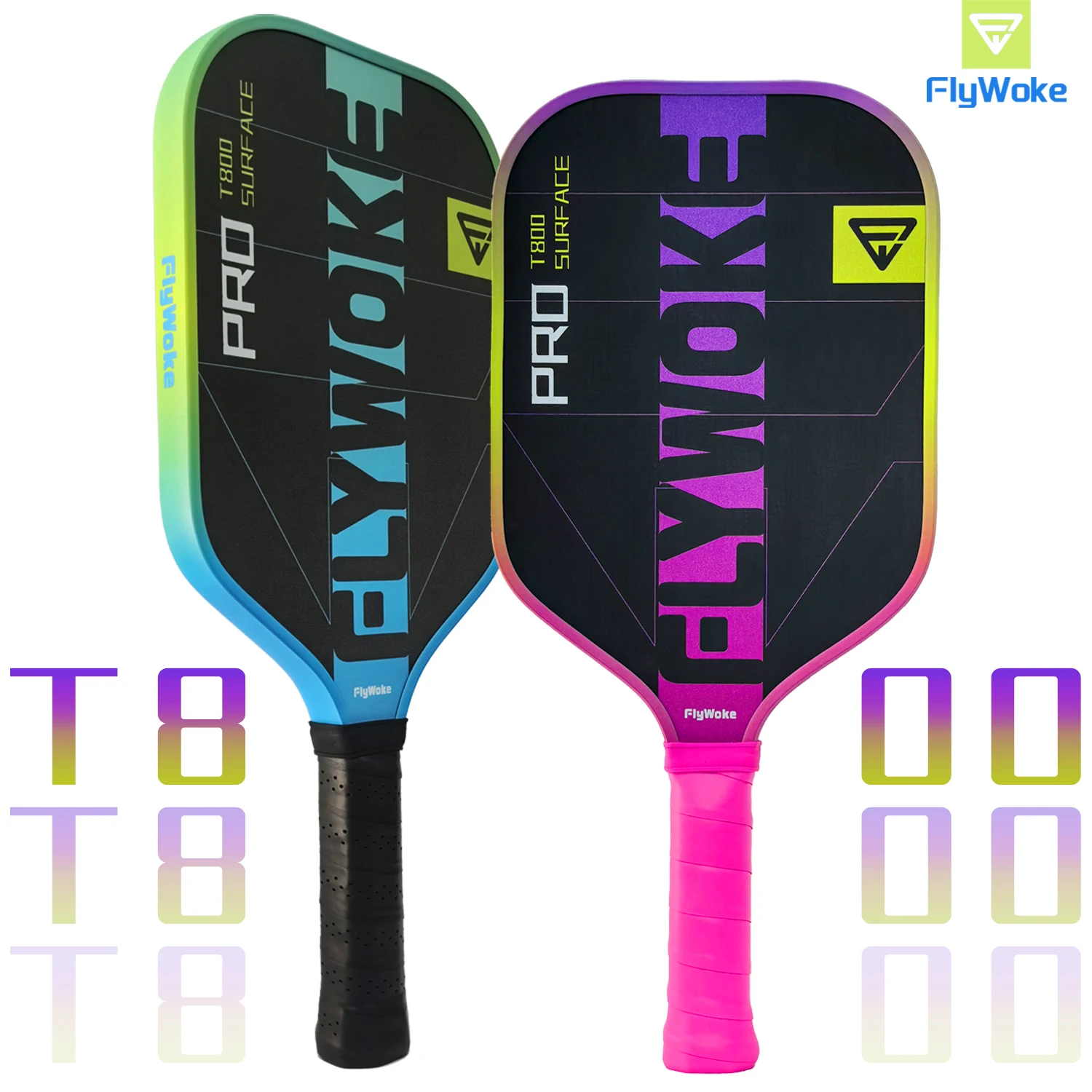 

FlyWoke-T800 Carbon Fiber Matte Finish Fabric Pattern Pickleball Paddle with GoodSpin 2 Grips for Training And Gifts