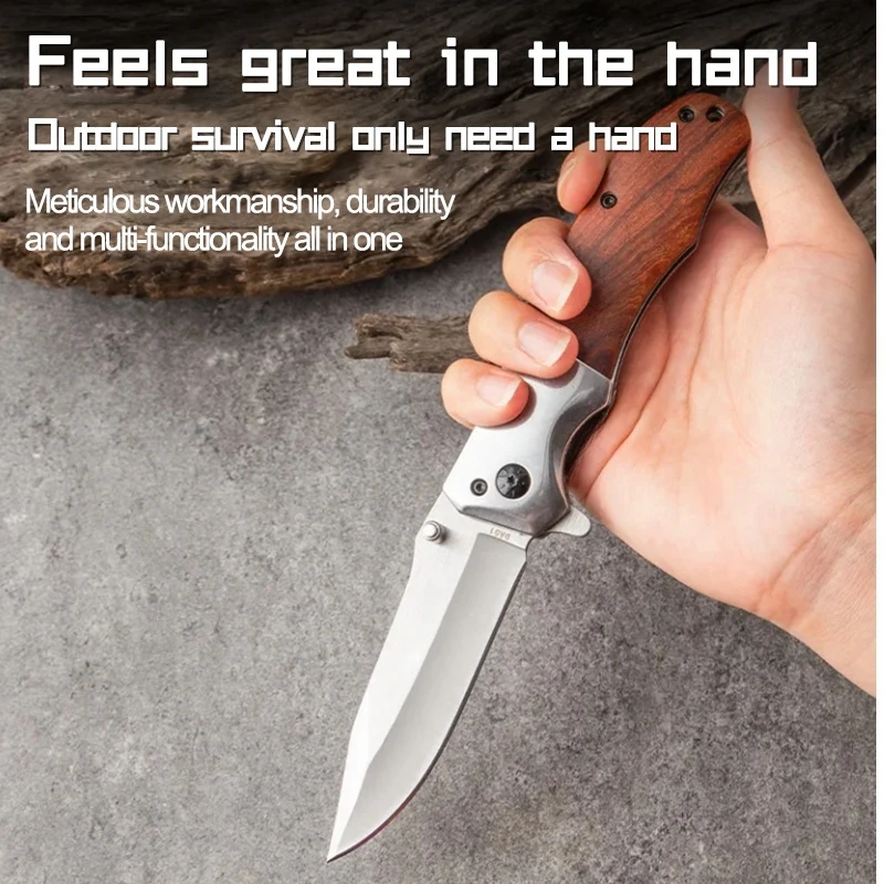 Outdoor Portable Da51 Portable Foldableing Knife Camping Style Mountaineering Portable Multi-Purpose Wooden Handle Tactical Camping Style