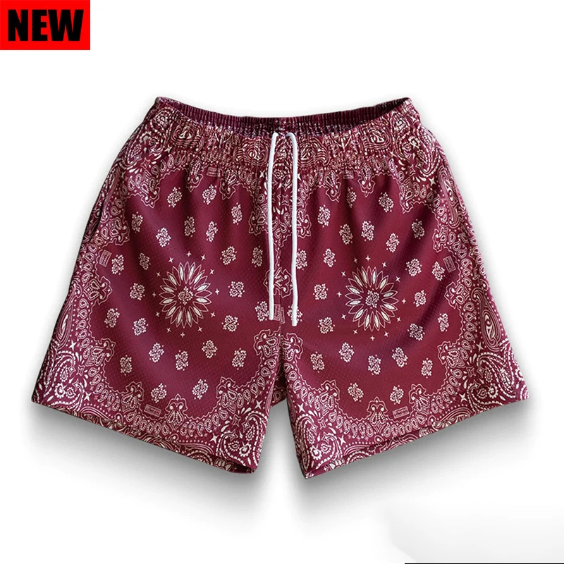 American Style Paisley Casual Shorts Men\'s Fitness Exercise Short-Length Pants Quick-Drying Breathable Running Basketball Pants