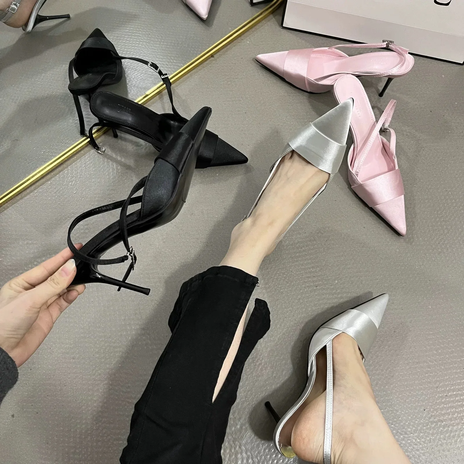 Sandals Women High Heels Shoes Fashion Summer Slippers New Pointed Toe Sexy Dress Wedding Pumps Slingback Mujer Zapatillas