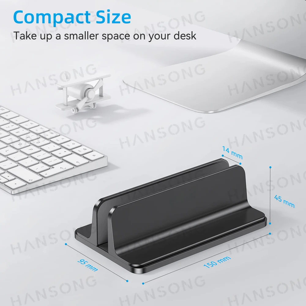 Imagem -04 - Alumínio Vertical Laptop Stand Tamanho Ajustável Dock Apto para Todos os Macbook Surface Chromebook Laptops Holder