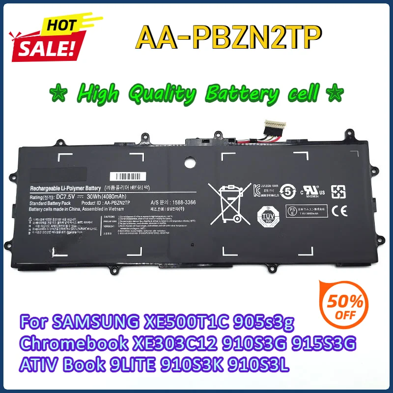 AA-PBZN2TP Laptop Battery for SAMSUNG XE500T1C 905s3g Chromebook XE303C12 910S3G 915S3G ATIV Book 9LITE 910S3K 910S3L Battery