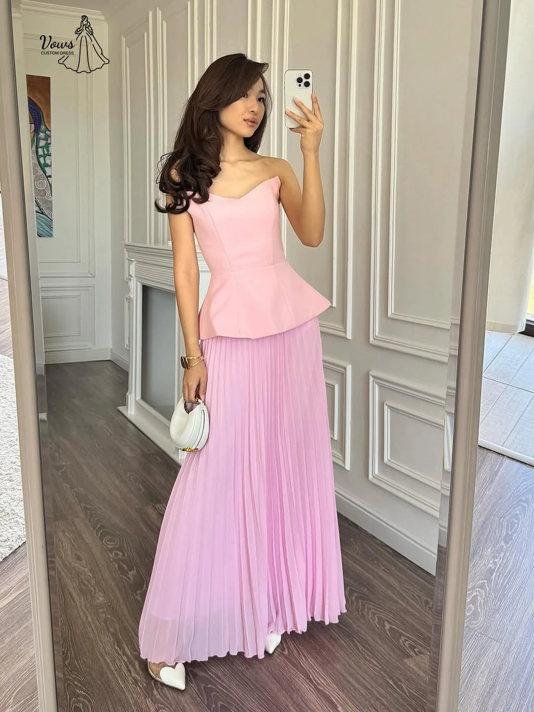 Vows エレガントガウン ラインA エレガントなイブニングパーティードレス レディース カスタムメイド オフショルダー シフォン ボールガウン ドレス ローブ ソワレ