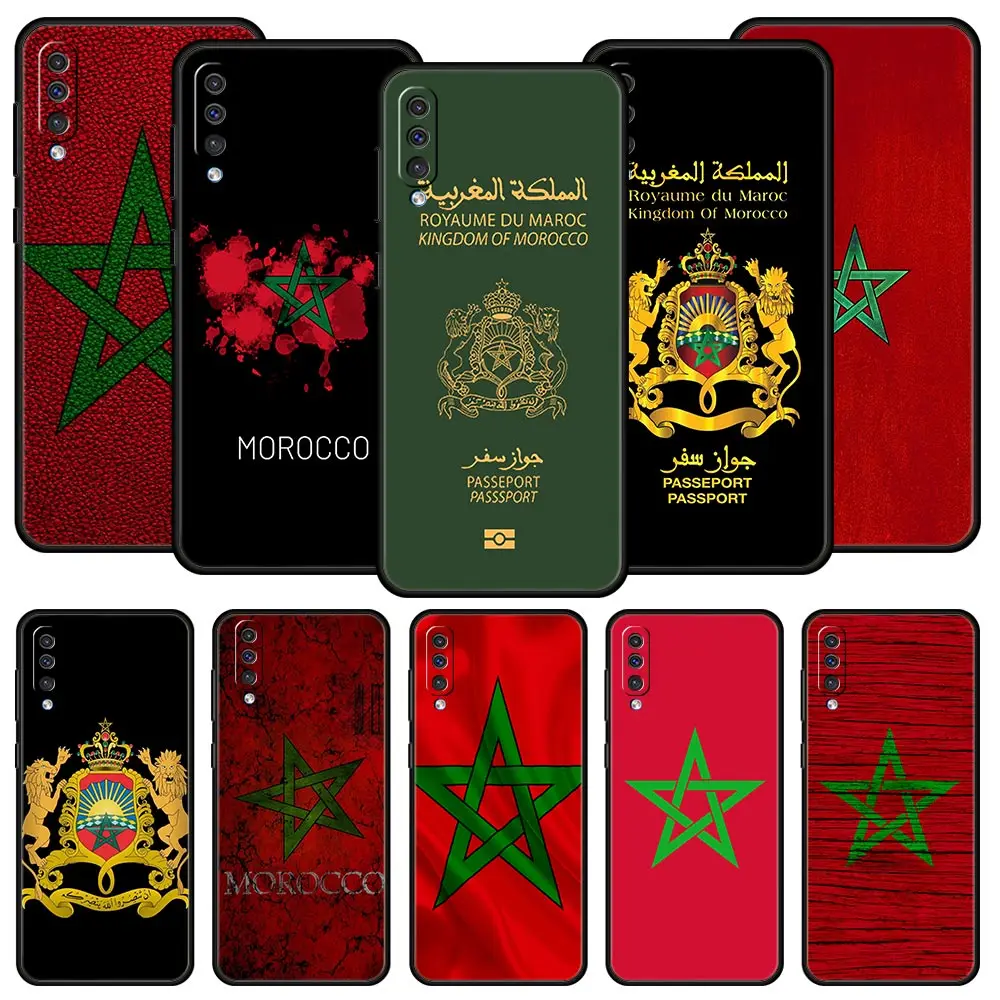 Morocco Flag Passport Phone Case for Samsung Galaxy A50 A70 A10 A54 A30 A40 A20S A20E A02S A12 A22 A14 A52 A32 5G Cover Shell