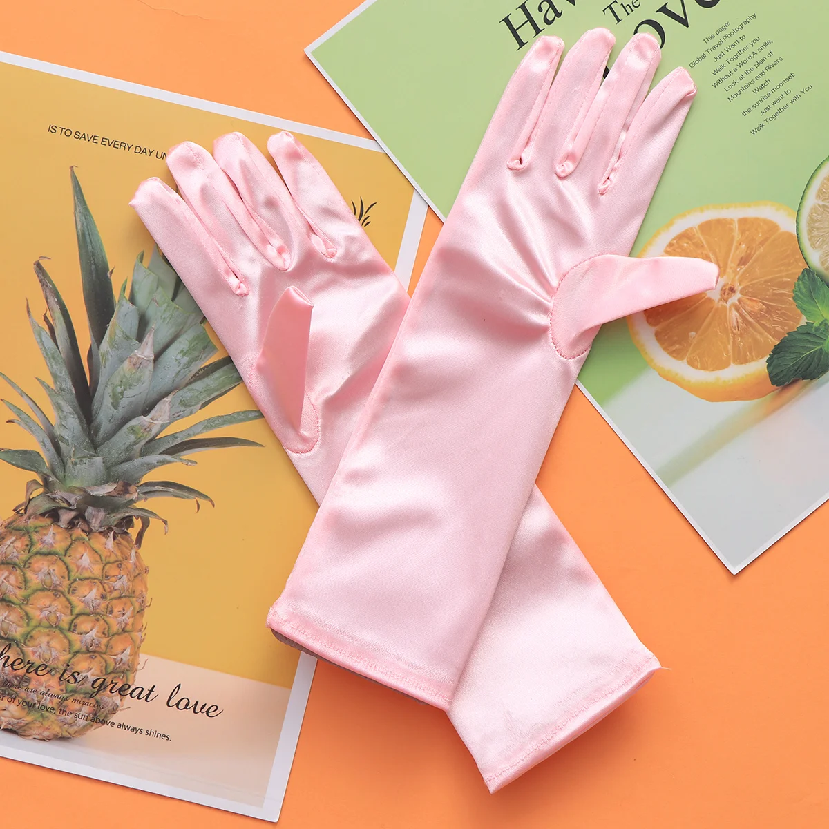 1 paire de gants longs en Satin pour filles, robe à nœud papillon, taille unique, convient à la plupart des enfants, pour mariage, Banquet, bal, spectacle, soirée