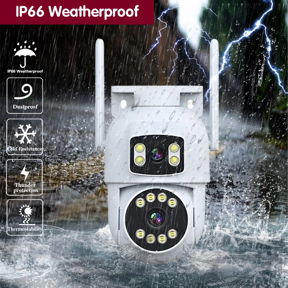 Smart Home 8MP Dual Lens WIFI Beveiligingscamera PTZ Kleur Nachtzicht Outdoor Draadloze CCTV Wi-Fi Bewakingscamera Eseecloud