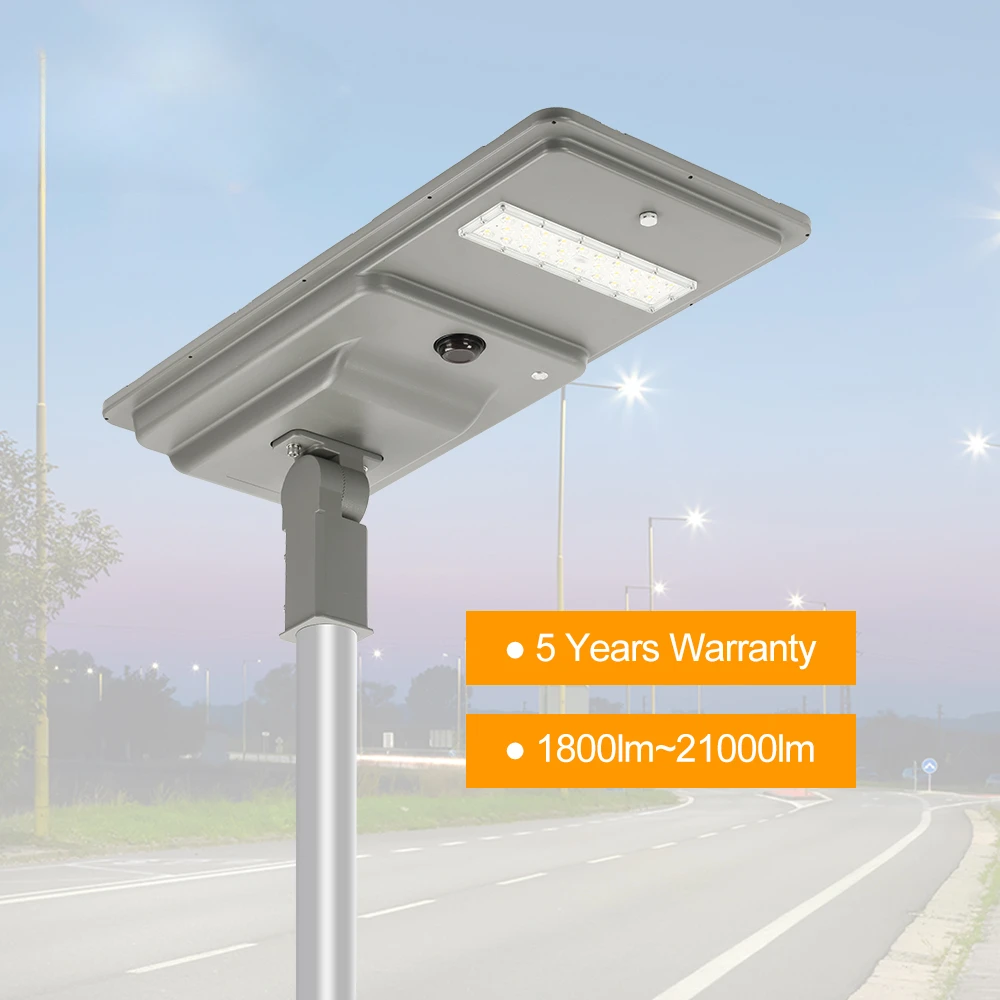 

5 Years Warranty IP66 Intelligent PIR Motion Sensor UL ETL 180LM/W 10W-120W Outdoor LED Solar Street Light