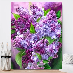 DIY Diamond Painting Flowers 5D Diamond Embroidery Cross Stitch Purple Lilac 5d Diamonds Picture Mosaic Puzzle Art Home Decor