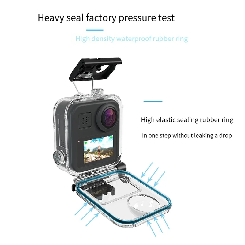 防水カメラケース Gopro MAX パノラマスポーツカメラベゼル水中保護ケースダイビングアクセサリー-POS