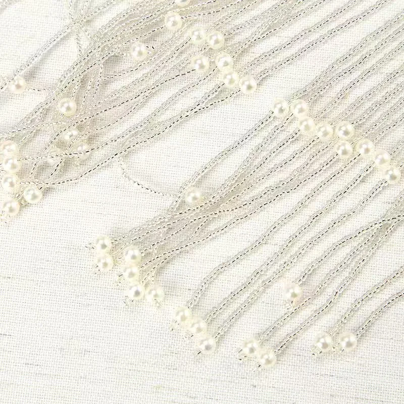 غطاء رأس مرصع باللؤلؤ للسيدات - سلسلة إكسسوارات شعر عصرية فاخرة لحفلات الرقص واللؤلؤ المقلد #3