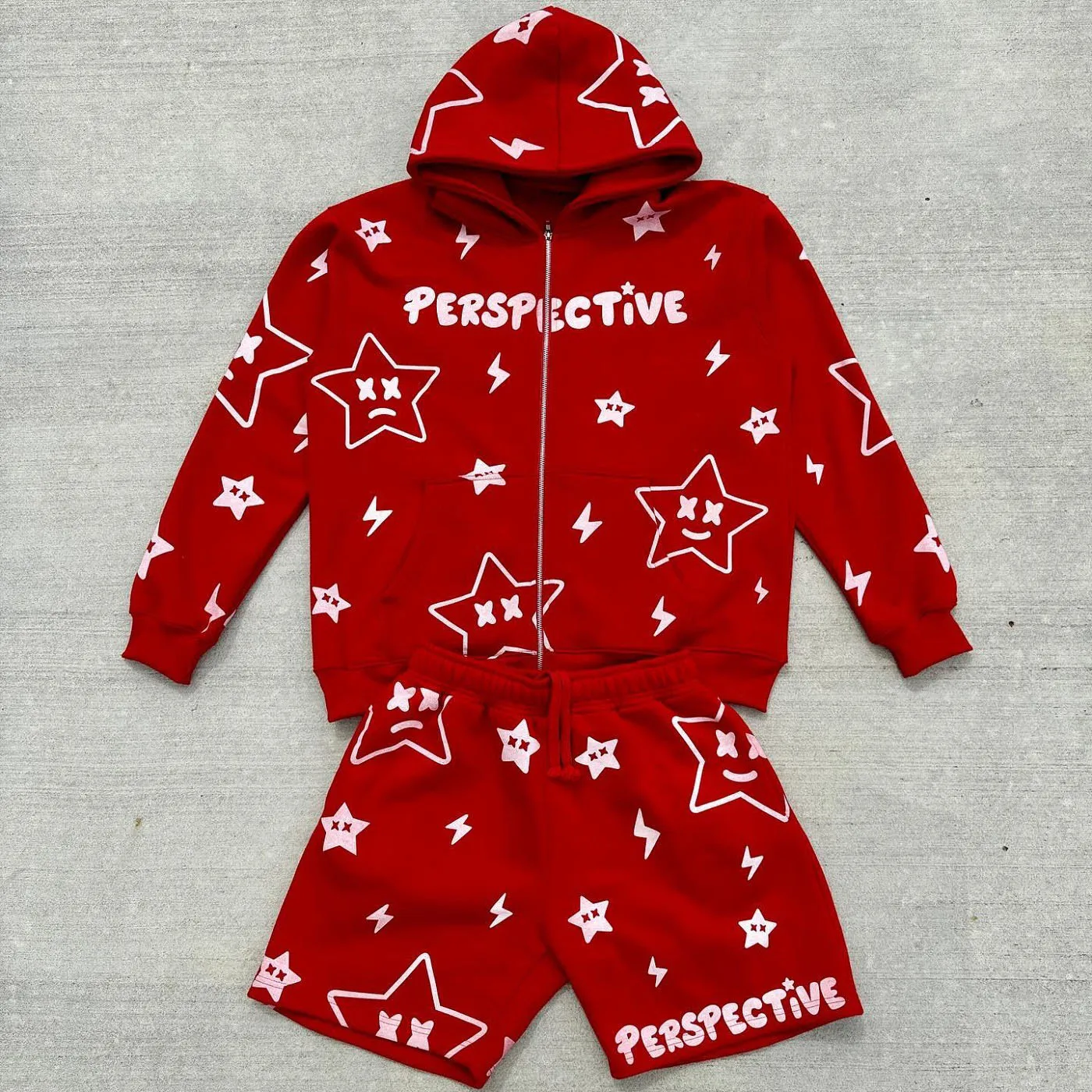 Terno esportivo casual estampado estrelado, casal americano Street Harajuku Loose Zipper Hoodie Sweatshirt, roupas Y2K, anos 2000, primavera, 2021