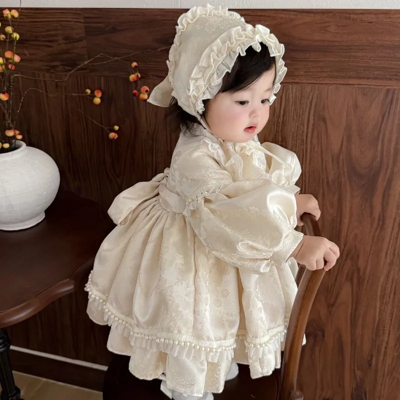 

Handmade Girls Dress High-end Spanish Princess Dress Fluffy Lolita Dress Baby Birthday First Year Festival Kids Boutique Clothes