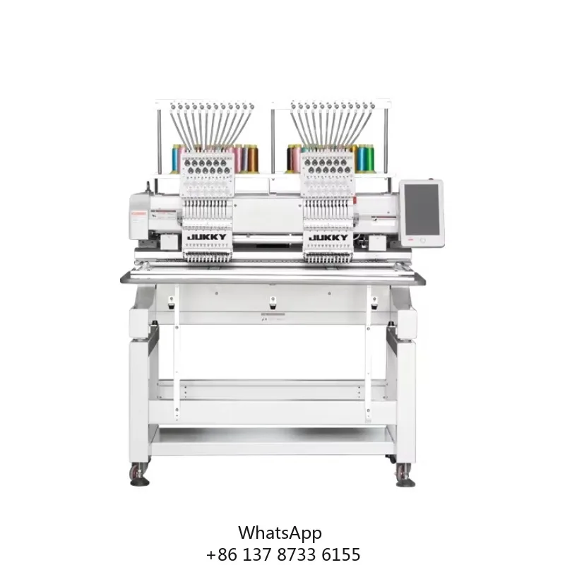 JUKKY 1202 Best Commercial 2 Head Stitches Embroidery Machine With Big Size Stitching Space Maquina Bordadora