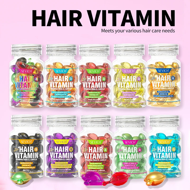 Hair Vitamin Capsule Hair Keratin Oil Repair Damaged Smooth Hair Care Serum Nourishing Frizzy Dry Complex Oil Silky Hair Care