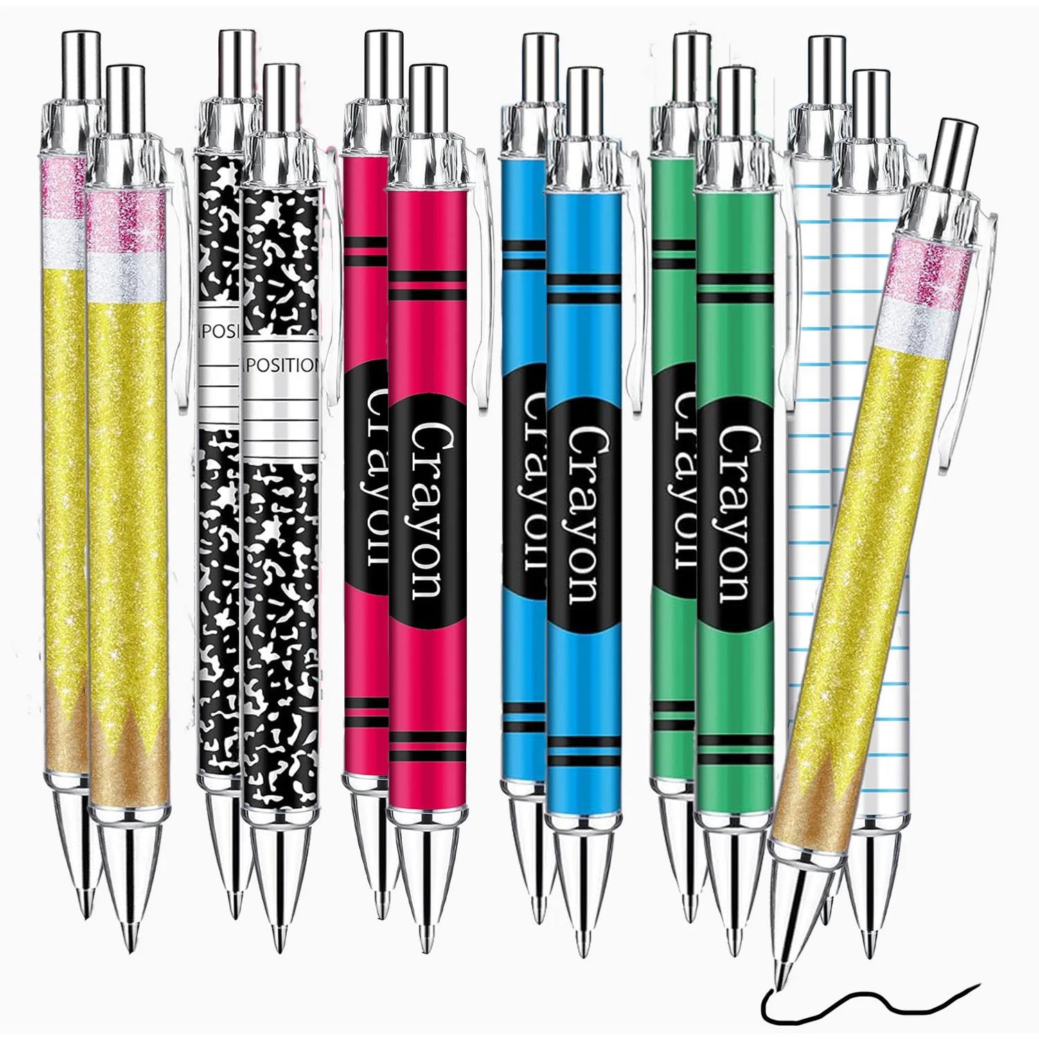 6/12 Pcs Teacher Ballpoint Pens Bulk Teacher'S Day Gift Flash Thank You Gifts For Ladies, Nurses, Colleagues Office Writing Gift