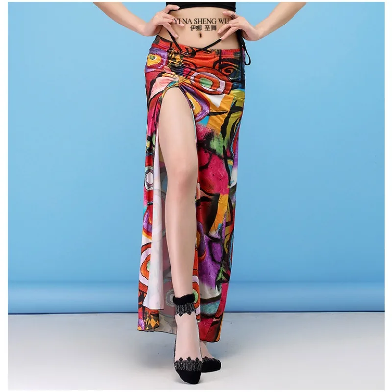 Women Modal Belly Dance Practice Skirt Oriental Performance Long Skirt Dance Side Split Slim Dress Wear Training Clothing