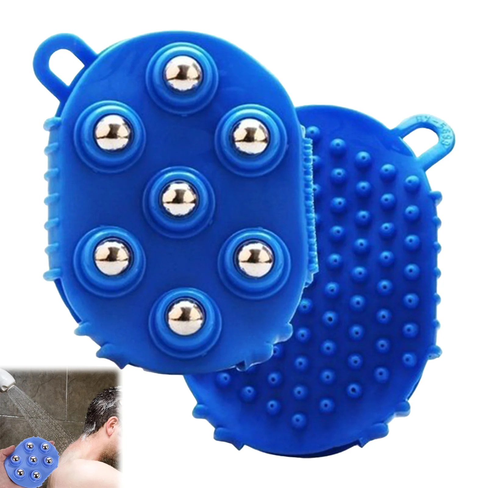 1pcs Double Side Massage Brush 360 Degree Rotating Steel Ball Massage Brush Portable Body Scraping Massage Brush