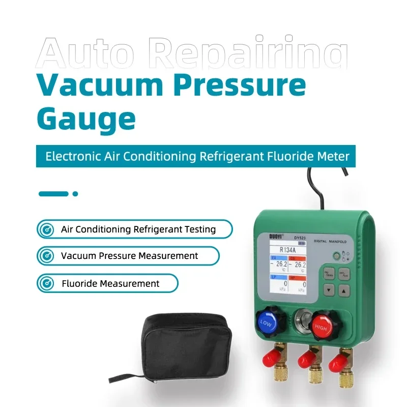 Air Conditioning Refrigerant Fluoride Meter Digital Manifold Gauge Vacuum Pressure Gauge Auto Repairing Vacuum Meters Electronic