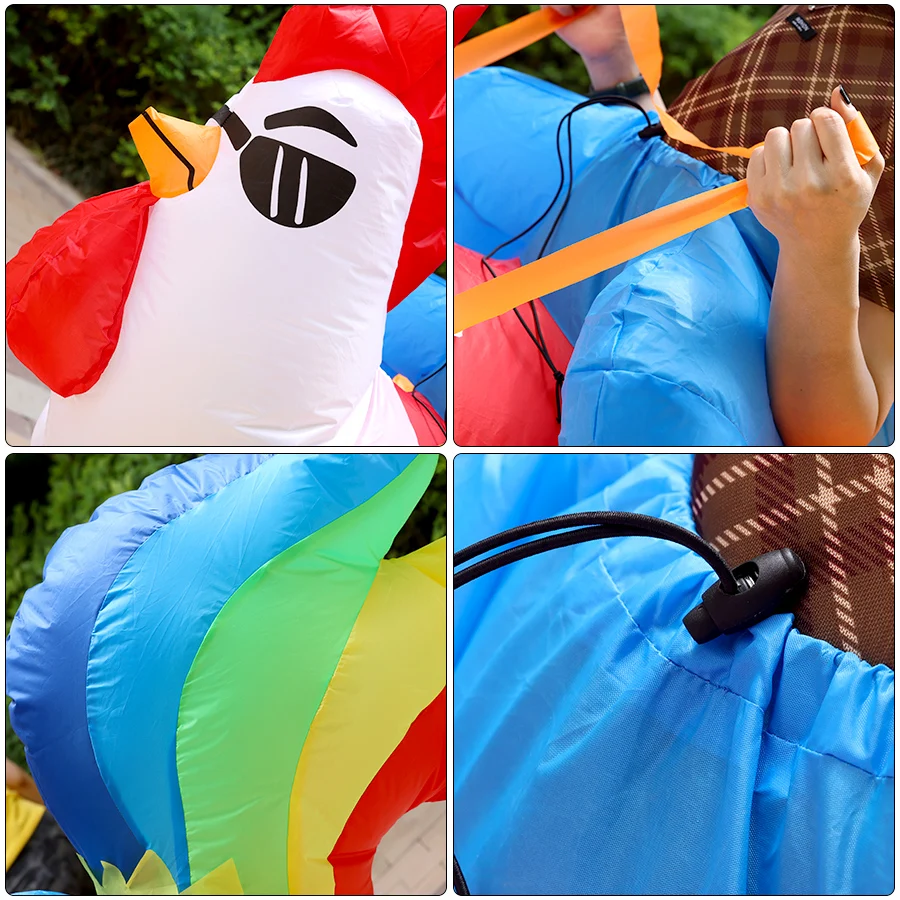 فستان ملون قابل للنفخ على شكل الديك - ملابس مزحة للهالوين، زي حفلات مضحك مشهور على الإنترنت - مناسب لـ 150-190 سم