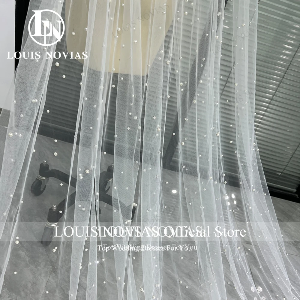 LOUIS NOVIAS زخرفة مطرزة حسب الطلب طرحة زفاف حجاب زفاف طويل #5