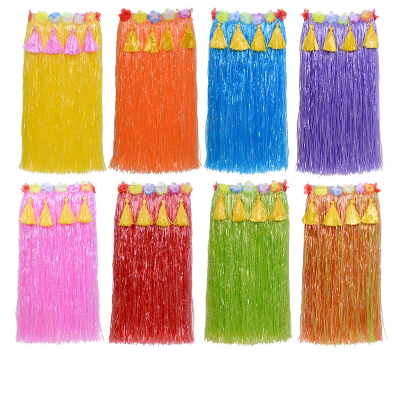 

Luau Hula Skirts Grass Party Hawaiian Plastic Colorful Dance for Girls Women Performance Birthday Celebration 40cm 80cm