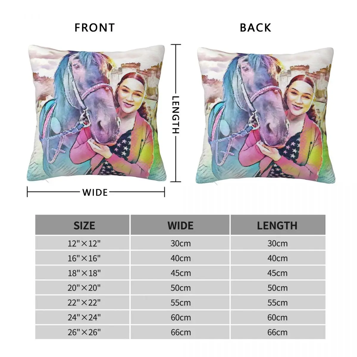 Zoe And Raven Free Rein Square Pillowcase Polyester Linen Velvet Pattern Zip Decor Throw Pillow Case Home Cushion Case 45x45