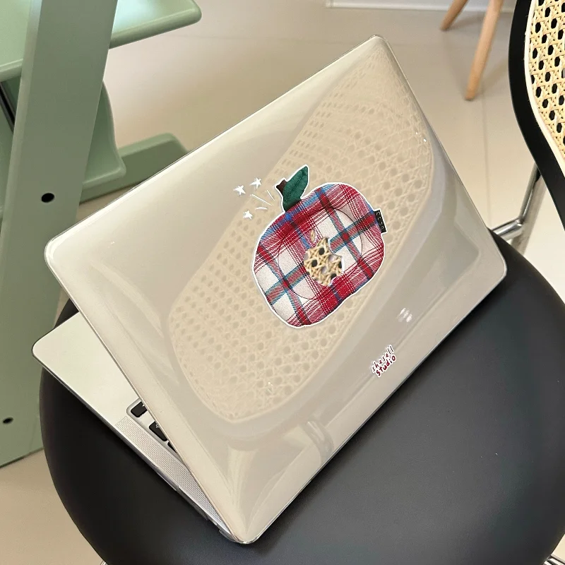 Christmas Checkered Apple Crystal Laptop Case For Macbook Air 13.6 M4 NEO 15 M3 Hard Cover For Mac Book Pro 13 M1M2 14 M4 M5 16