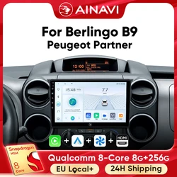 Ainavi Car Radio For Citroen Berlingo B9 Partner 2008 2010 2014 2018 Wireless Carplay Android Auto Car Multimedia Player 4G Wifi
