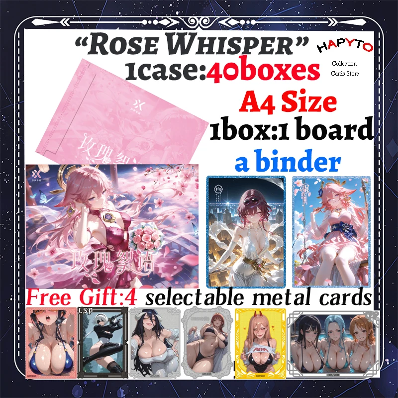 

2025 новейший розовый шепот, размер А4, доски Waifu, коллекционная карта «История богини», купальник, коробка-бустер бикини, подарок для привычек