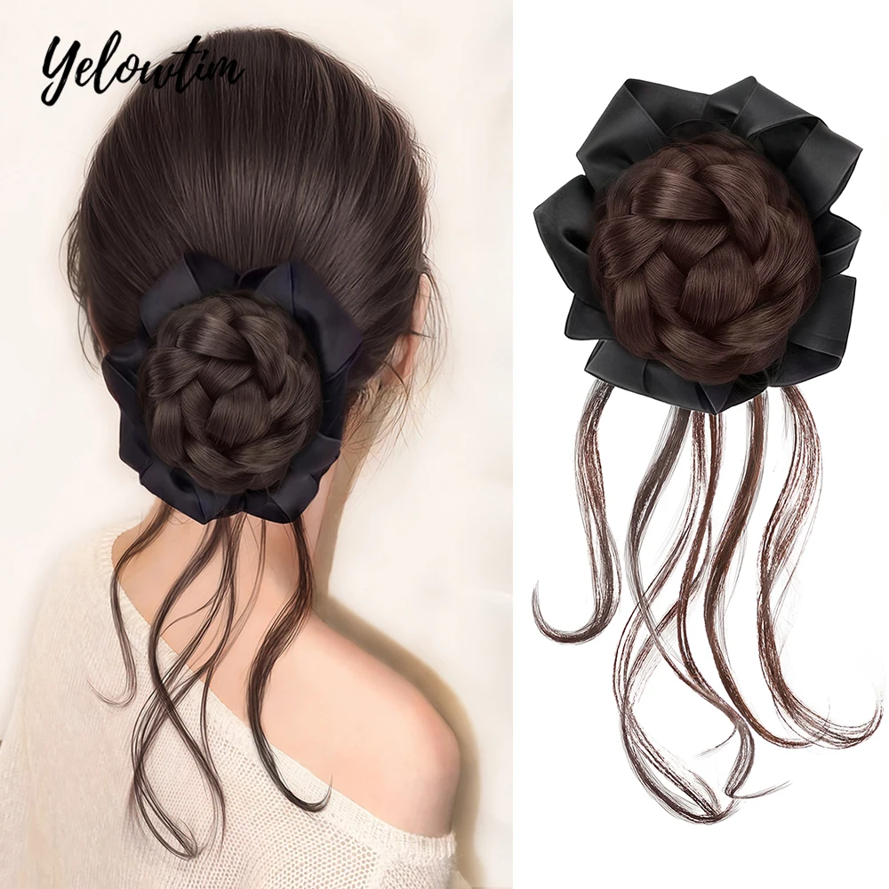 

Synthetic Hair Bun Curly Wig Gripping Clip Meatball Head Elastic Ponytail Hair Extensions Scrunchy False Hair Pieces For Women