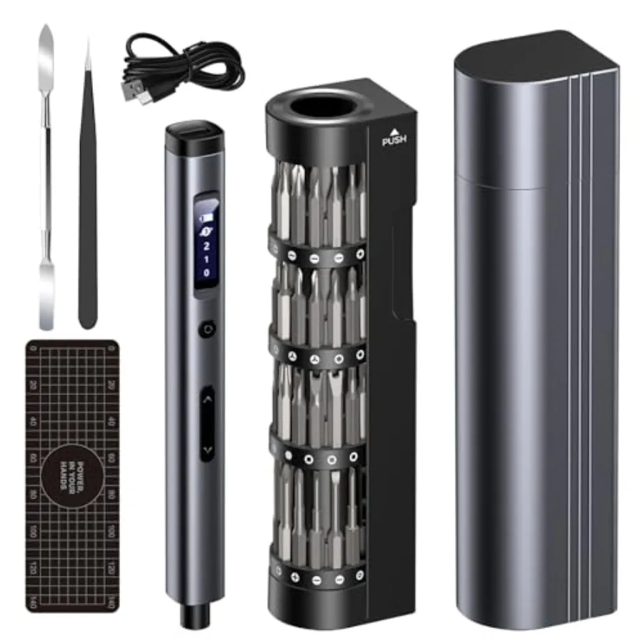 

Мини-электрическая отвертка 66 в 1, беспроводная прецизионная отвертка, набор магнитных насадок с футляром, зарядка через USB, 3 настройки крутящего момента, LE