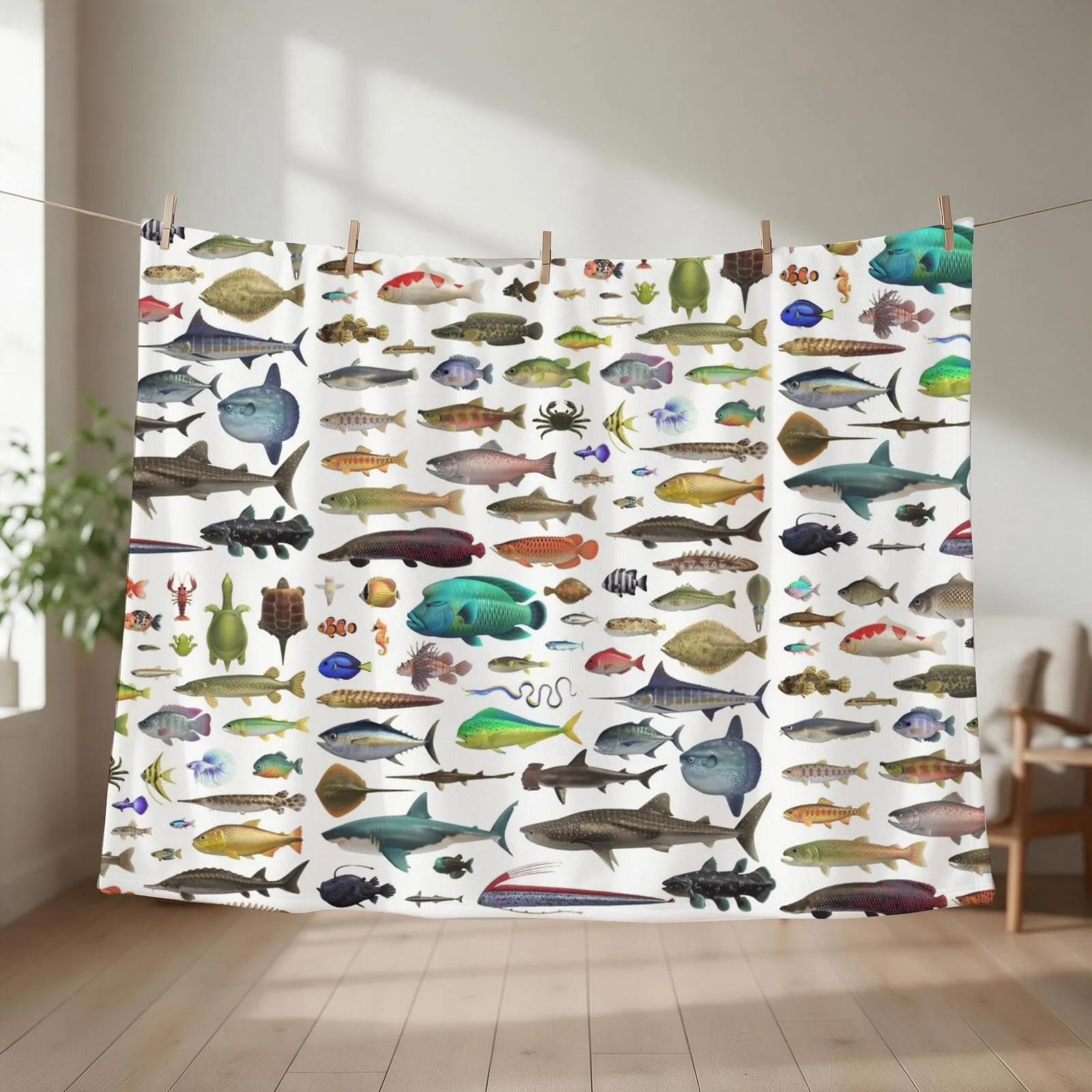 ALL FISH N STUFF Critterpedia Throw Blanket couch cozy soft plush fuzzy picnic outdoor blanket