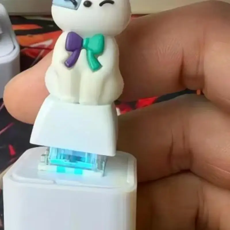 1Pcs Kitten Sheep Keycap Keychain Luminous Sounding Stress Relief Creative Fidget Toy Portable Electronic Pendant For Adult